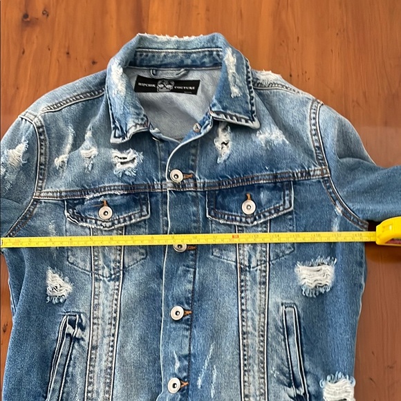 Blue Distressed Jean Jacket Relaxed Fit - Picture 6 of 11